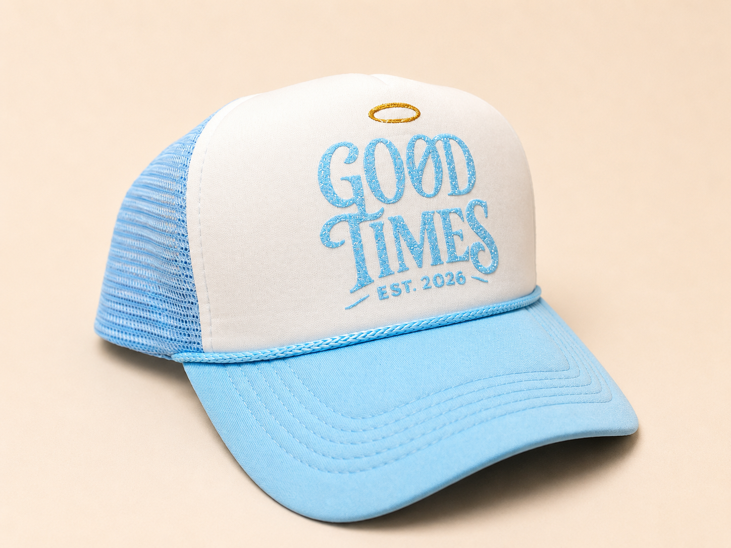 GØT Sponge Trucker Hat - Sky Blue/White